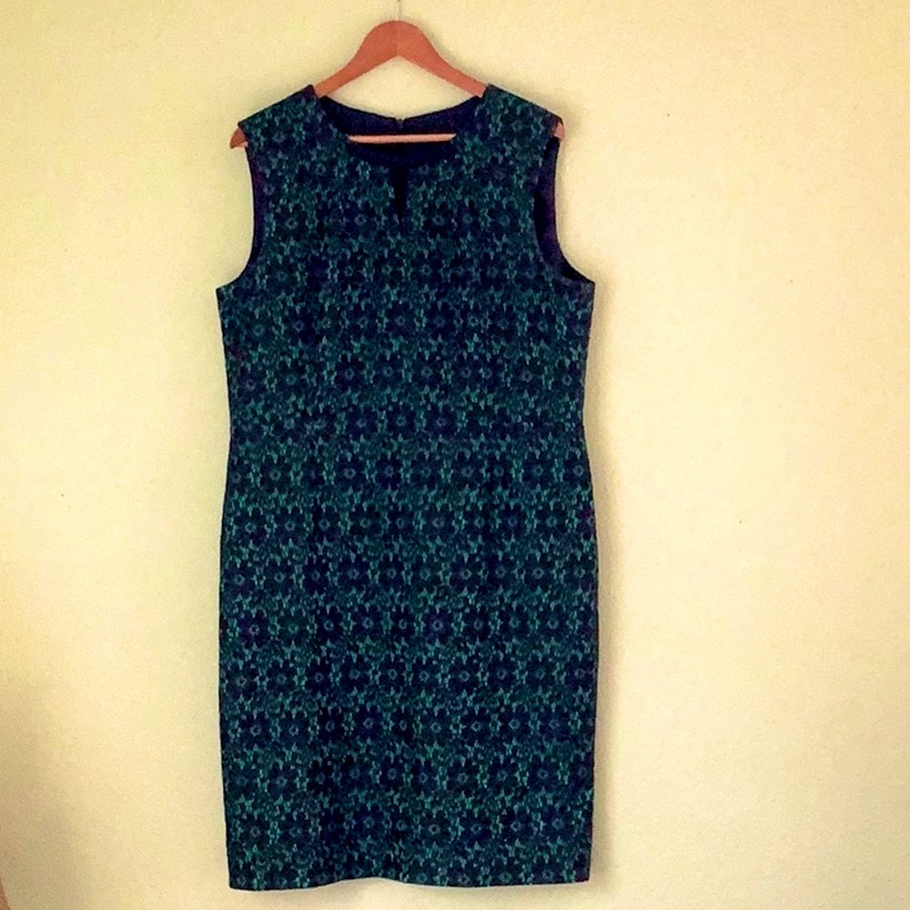 Nine West Elegant Green Floral Patterned Dress